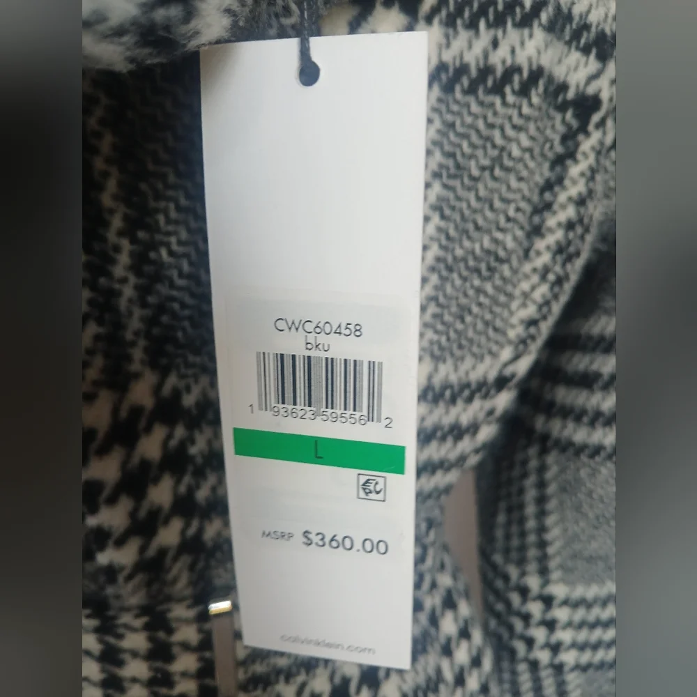 Black and White Plaid Coat Calvin Klein - Picture 5 of 7